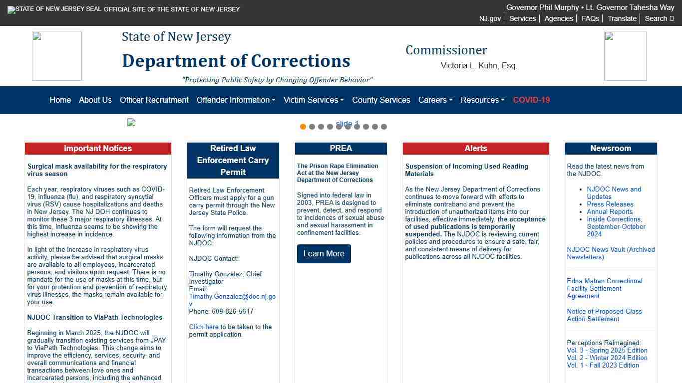 New Jersey Department of Corrections | Official Website